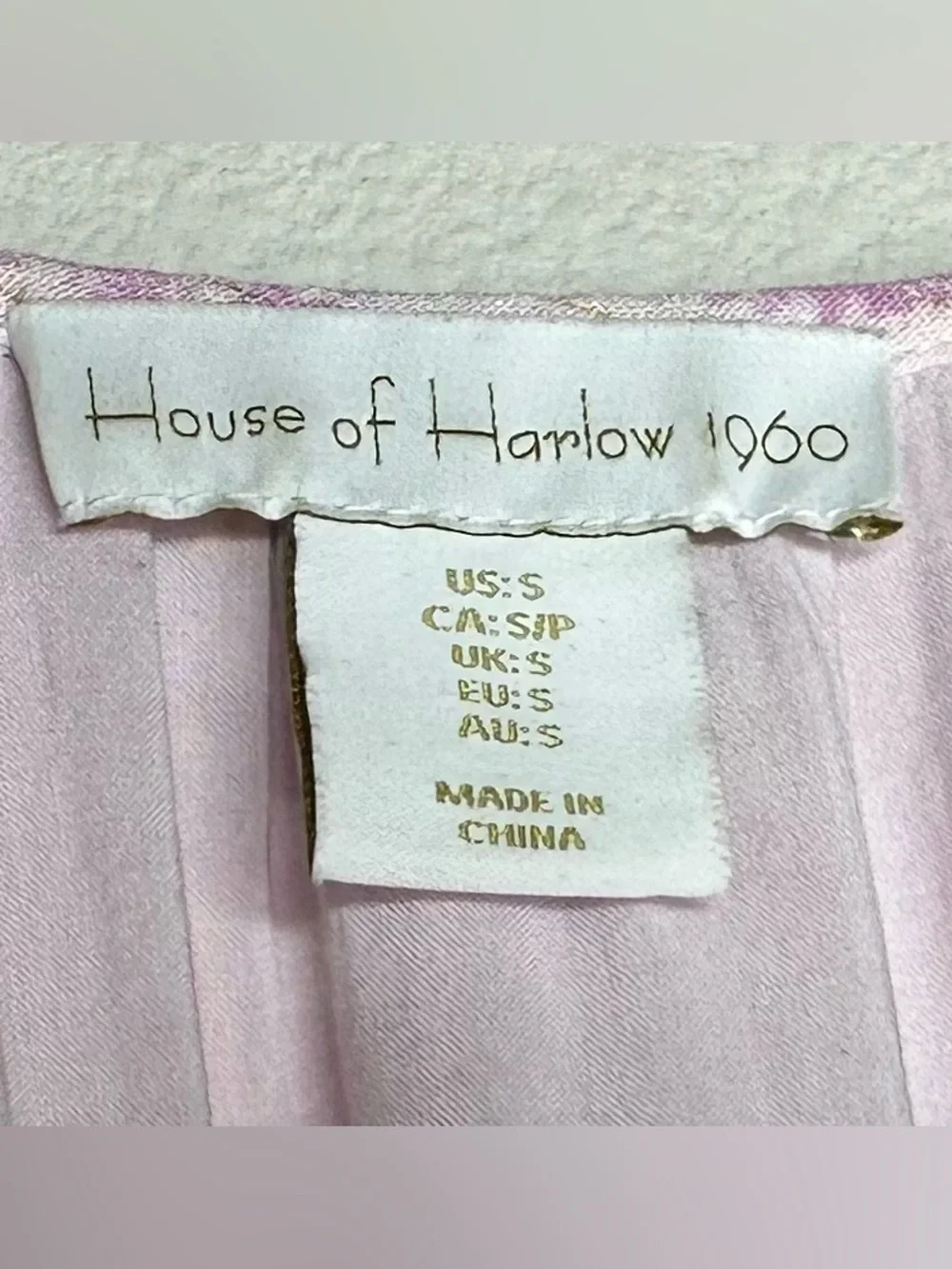 House of Harlow 1960 Boho Paisley Smocked Mini Dress S Lilac Puff Sleeve - Picture 10 of 14